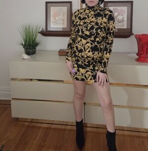 NWT! Alice + Olivia Baroque Print Turtleneck Mini Dress - Sz 4